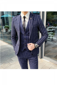 YT13-GRYLTBLKSTR-1XL BLU Blue Stripes pre-order a Tuxedo Rental Sale Purchase Ready made Malaysia Kuala Lumpur Selangor