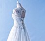 401W016 Princess A Line Korean Illusioned Lace Neckline back Top Malaysia Wedding Dress Designer Rental