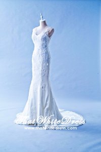 408W04 LL Illusioned neckline Strapless Trumpet Wedding Dress Designer Malaysia