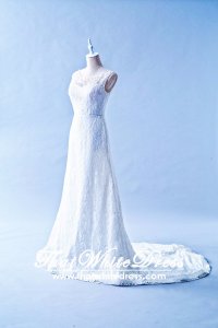 502W02 TY Illlusion Neck Chantilly Lace Wedding Dress Designer Malaysia