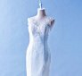 508QQ02 QQ Strap Illusioned Neck French lace Top Malaysia Wedding Dress Designer Rental