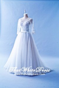 508QQ05 QQ Long Seleves Princess Wedding Dress Designer Malaysia