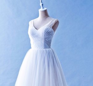 508W01 TY Strap V neck Low Back zip organza Top Malaysia Wedding Dress Designer Rental