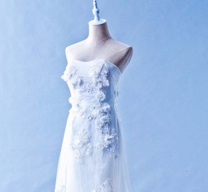 601W07 JM Tube Illusion Train Trumpet Top Malaysia Wedding Dress Designer Rental