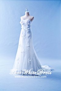 601W07 JM Tube Illusion Train Trumpet Wedding Dress Designer Malaysia