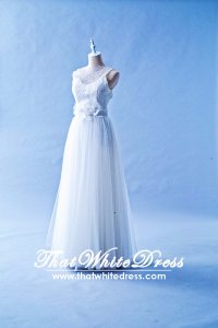 601W09 LY Illusion Neck Column Wedding Dress Designer Malaysia