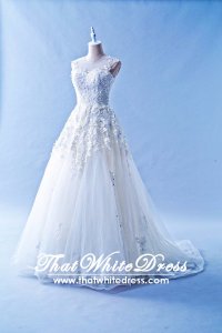 603CS03 CS Illusion Neckline Princess Shien Wedding Dress Designer Malaysia