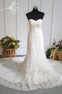 401W003 Trumpet Lace Heart Shape Tube Double Tier a Malaysia Wedding Dress rental