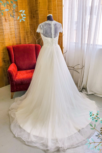 504WL02 CS Cap Sleeves Princess Plus A line Wedding Gown Rental v