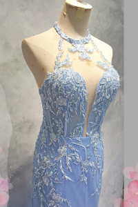 2210EL06E02 Haya Cheongsam Sky Blue floral (3) Oriental Cheong Sam Qi Pao rental Malaysia Kuala Lumpur Petaling Jaya Evening Dress