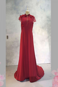 2210EL06EL02 Maida Plus Cheongsam Red Floral Oriental Cheong Sam Qi Pao rental Malaysia Kuala Lumpur Petaling Jaya Evening Dress
