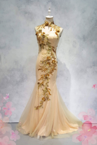Evening Dress 401Ev09 Cheongsam Golden Roses Oriental Cheong Sam Qi Pao rental Malaysia Kuala Lumpur Petaling Jaya