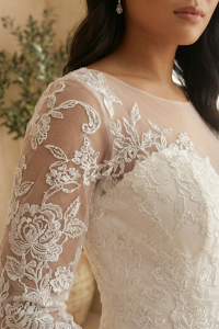 211BY10W02 Annabelle LS A Line Full Lace Pengantin Malaysia Baju Sewa, French Lace wedding Dress rental Malaysia