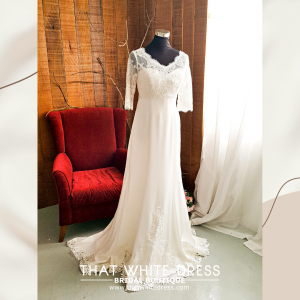 214LLWL01 Pure Plus Sweet Heart Silk Satin A line illusion 3_4 sleeves Pengantin Saiz Besar Malaysia Sewa