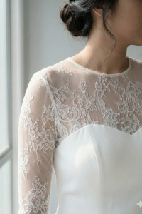 214LLWL01 Pure Plus Sweet Heart Silk Satin A line illusion long sleeves Chantilly Gaun Pengantin Muslimah Malaysia sewa Kahwin Nikah Siaz Besar