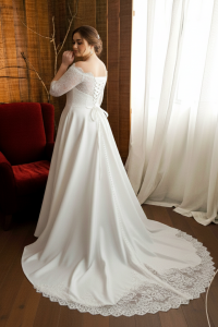 214LLWL01 Pure Plus Sweet Heart Silk Satin A line off shoulder bolero Plus Size Bridal Gown Custom Make Malaysia, Gaun Kahwin Malaysia sewa