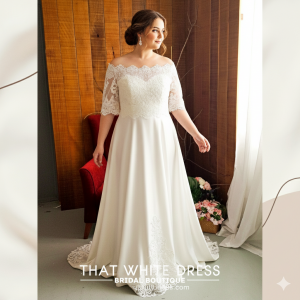 214LLWL01 Pure Plus Sweet Heart Silk Satin A line off shoulder bolero Plus Size Bride Malaysia Dress Rental, Simple wedding dress malaysia, ROM wedding gown Kuala Lumpur