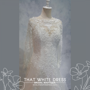 214LLWL02 Marie Plus LS Boat Neck Lace A line 2 Plus Size Bridal Gown Custom Make Malaysia, Gaun Kahwin Malaysia sewa