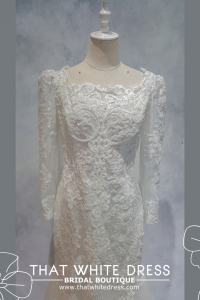 219EL01WL01 Katy Plus V neck trumpet baroque lace Gaun Pengantin Muslimah Malaysia sewa Kahwin Nikah