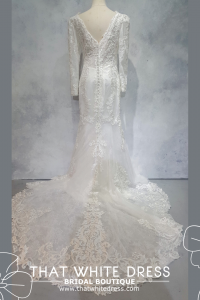 219EL01WL01 Katy Plus V neck trumpet baroque lace Gaun Pengantin Muslimah Malaysia sewa Kahwin Nikah