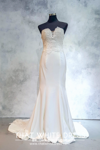 219YA01W01 Kaia Sweet heart crepe sculpted lace ROM wedding dress rental Malaysia, Satin Wedding Dress Rental Kuala Lumpur