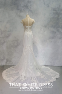 2210EL05W02 Deatra Illusion off shoulder Crepe  Kuala Lumpur Designer Bridal Gown rental