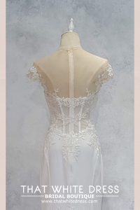 2210EL05W02 Deatra Illusion off shoulder Crepe  Kuala Lumpur Designer Bridal Gown rental