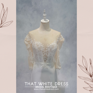 2210EL05W02 Deatra Illusion off shoulder Crepe (2) Kuala Lumpur Designer Bridal Gown rental