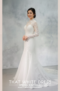 2210EL05W04 Patricia High collar baroque mermaid AI Pengantin Muslimah Melayu Gaun sewa