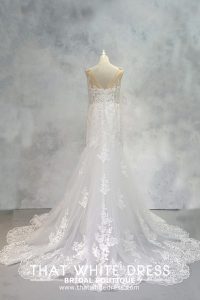 2210EL05WL01 Alice PLUS LS Illusion neck trumpet floral lace (3)  Plus size Curvy bride malaysia Petaling jaya