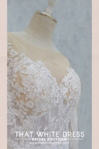 2210EL05WL01 Alice PLUS LS Illusion neck trumpet floral lace  Plus size Curvy bride malaysia Petaling jaya