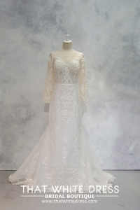 2210EL05WL02 Beatrice PLUS LS V neck trumpet baroque lace Pengantin Saiz Besar Malaysia