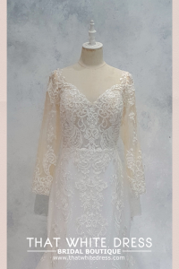 2210EL05WL02 Beatrice PLUS LS V neck trumpet baroque lace Pengantin Saiz Besar Malaysia