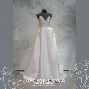 222EL03W01 Ava Sweet Heart Duchess Satin Thigh Split spaghetti strap, Full lace wedding dress malaysia, Petite Bridal Wedding Dress rental Kuala Lumpur, Sexy Wedding Gown Malaysia