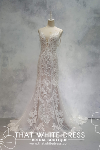 224ML03W01 Aurora Spag straps bohemian full lace wedding gown near me Petaling Jaya Malaysia