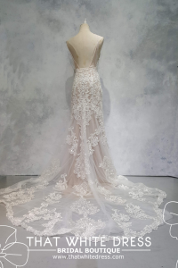 224ML03W01 Aurora Spag straps bohemian full lace wedding gown near me Petaling Jaya Malaysia