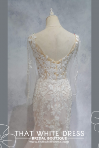 224ML03W05 Tora Square Neck Floral Lace Trumpet spaghetti strap, Mermaid wedding dress,Sexy Wedding Gown Malaysia, Romantic wedding dress Malaysia, Garden wedding reception Malaysia, ROM wedding gown Kuala Lumpur square neck