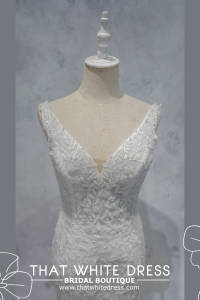 224ML03W06 Ashley V neck Chantilly Lace Floral Trumpet  Wedding gown rental designer neaer me Petaling Jaya Malaysia