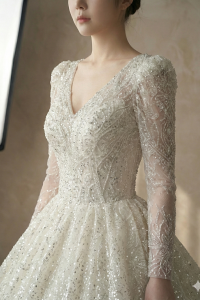 Wedding Dress Rental  Malaysia 503XN03W01 Aya LS V neck full sequin Princess AI model 5