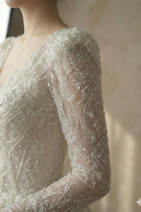 Wedding Dress Rental  Malaysia 503XN03W01 Aya LS V neck full sequin Princess AI model 6