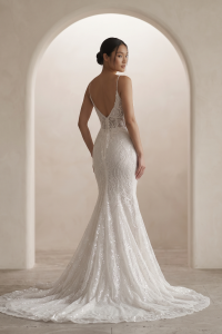 203BYW02 Caleena Spag Deep V lace Glitters trumpet model 6