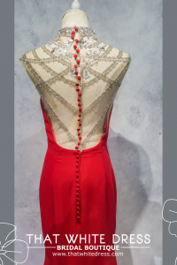 Evening Dress CC610E05 Red Gatsby Illusion Crystal Chiffon  cheongsam gliters Sangjit Malaysia rental