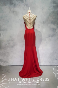 Evening Dress CC610E05 Red Gatsby Illusion Crystal Chiffon  cheongsam gliters Sangjit Malaysia rental