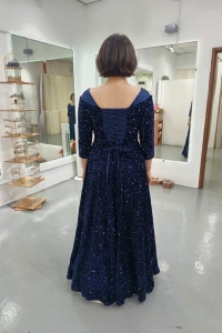 610AL01EL01  Plus Navy Boat Sequin A line back